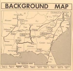 1961 Freedom Rides Map from Library of Congress